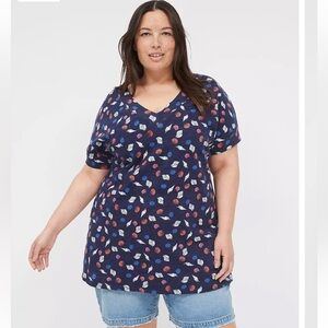 Lane Bryant Sea Shell Cascade Print Relaxed Easy V-Neck Tunic Size 4X 26-28